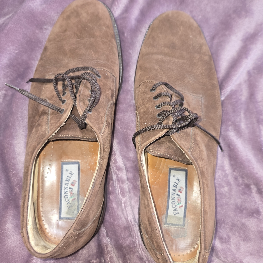 FACONNABLE  Andrea Brown Leather Oxford Dress Shoes Mens Size 10 M ITALY